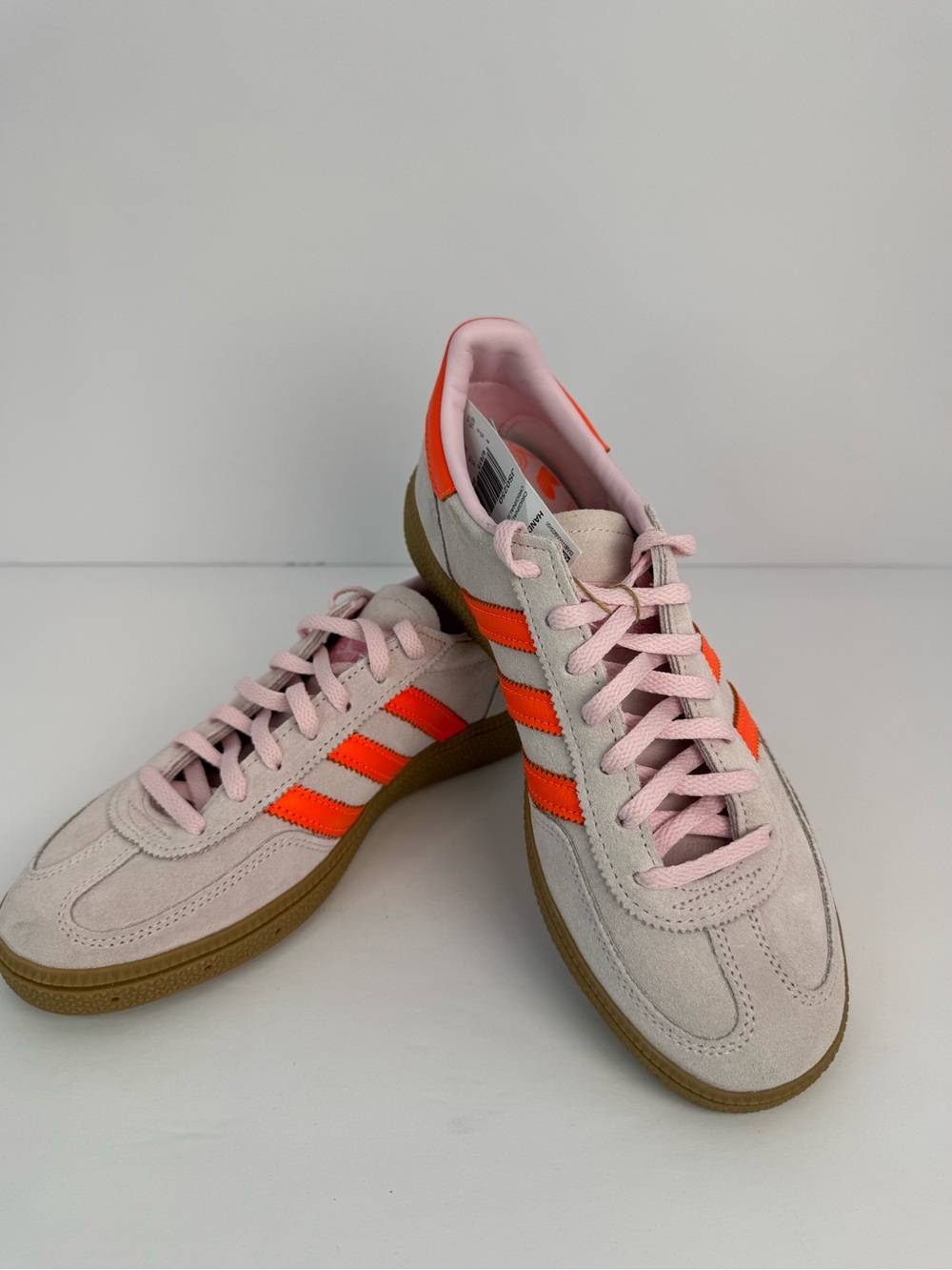 adidas Originals Handball Spezial W "Clear Pink/Solar Orange/Gum" Sneakers NWT